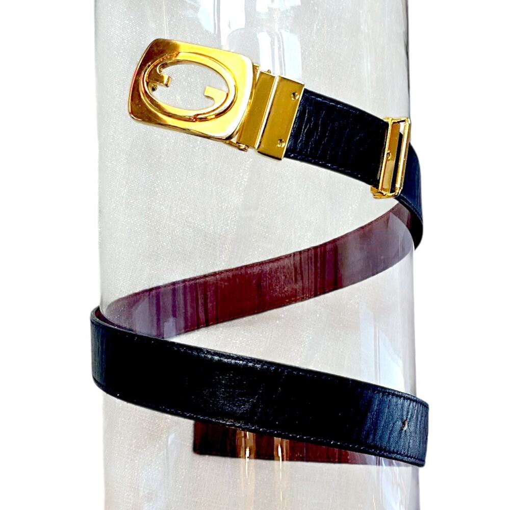 Gucci Vintage Reversible Leather Belt With Gold Tone Buckle - Picture 7 of 13